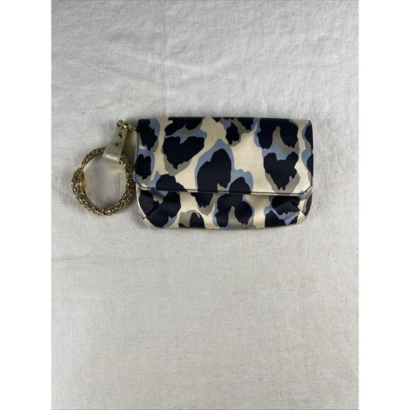 Roberto Cavalli Handbags - Roberto Cavalli Multicolor Leopard Print Satin Serpent Bracelet Wristlet Clutch